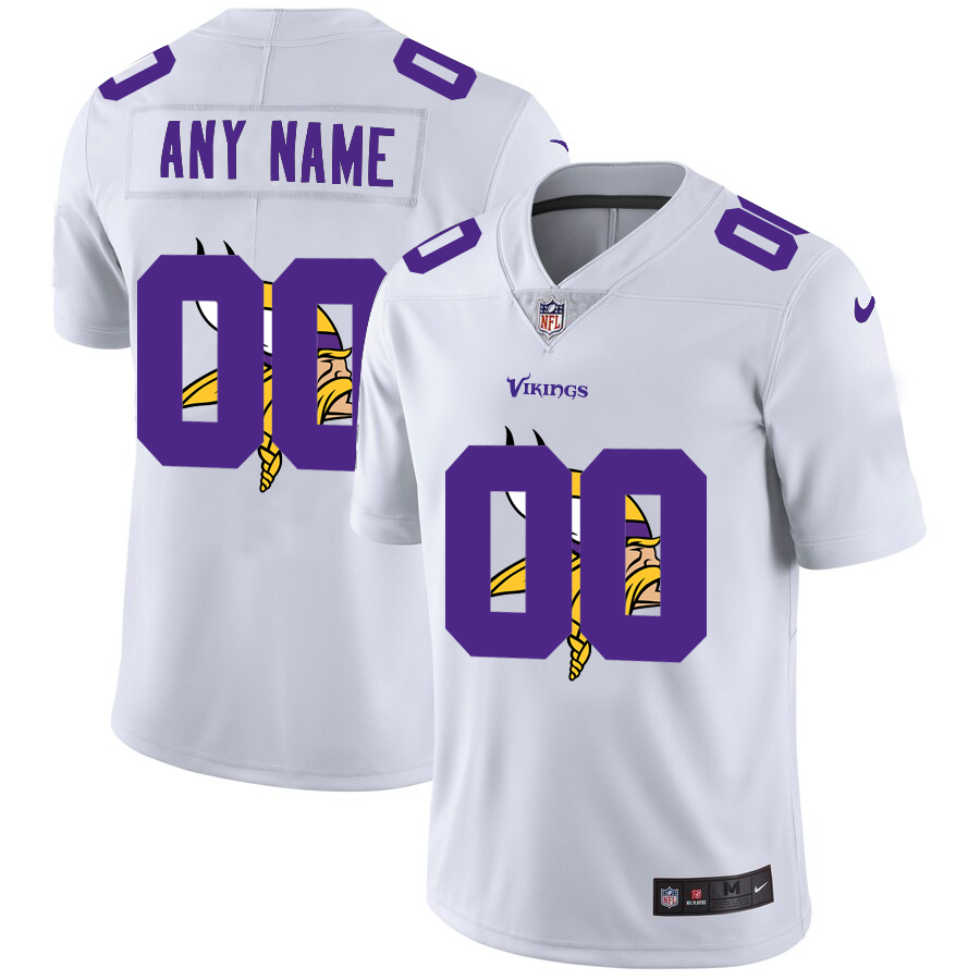 Wholesale Minnesota Vikings Custom White Men Nike Team Logo Dual Overlap Limited NFL Jersey->customized nfl jersey->Custom Jersey